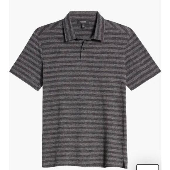Nordstrom Mens Shop Gray Stripe Slub Polo Shirt Short Sleeve Sz XL - Picture 3 of 14